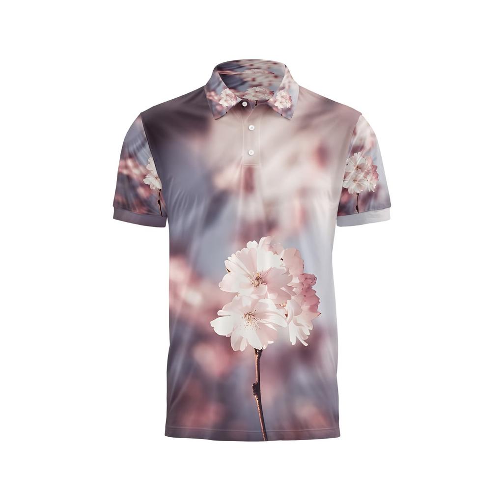 Japanese Cherry Blossom Pattern Polo Shirt For Men Women 3D Print T-Shirts Harajuku Street