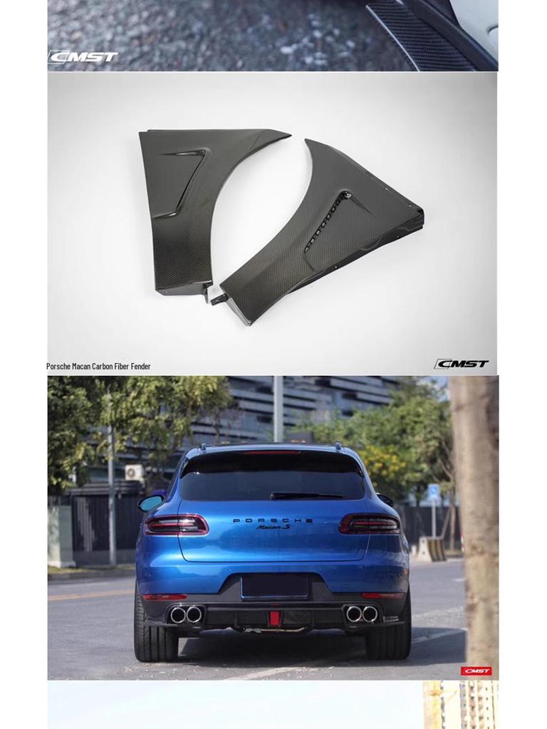 Compatible with Porsche Macan 14-17 CMST Carbon Fiber Body Kit: Front and Rear Lips, Tail Wing, Fender.