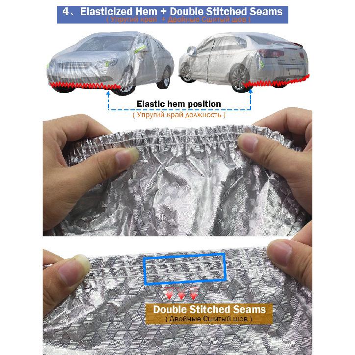 Universal 3 Layer Car Cover Waterproof All Weather UV Protection Windproof Outdoor Full Car Cover Fit Hatchback Sedan SUV MPV