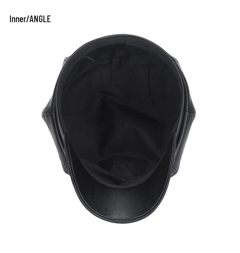 Autumn & Winter Women's Retro PU Leather Solid Color Beret - Versatile Korean Style Painter Octagonal Hat