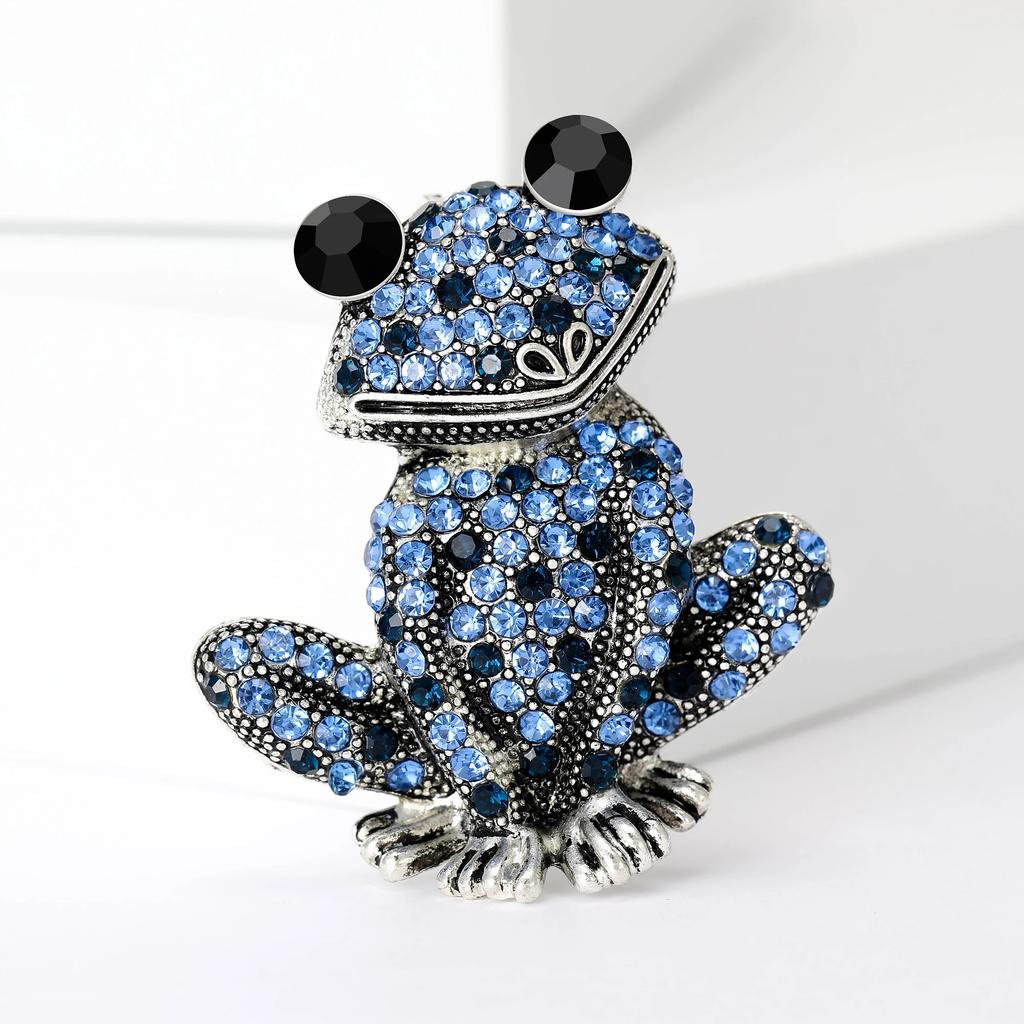 Rhinestone Colorful Frog Brooches for Women Unisex Enamel Animal Pins Office Party Friend Gifts Jewelry Accessories