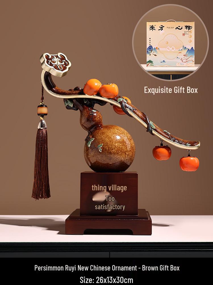 Chinese-Style Persimmon Gourd Ornament for Home Décor, Moving, and Housewarming Gifts