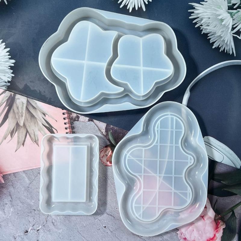 Resin Trays Making Mould Easy to Clean Silicone Casting Mold Handmade Saucer Accessory Mould for DIY Enthusiasts
