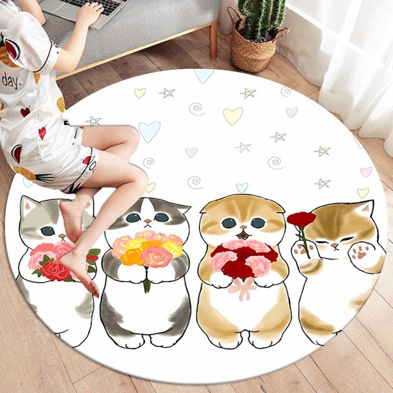 Mofusand Round Area Rug,Carpet Rug for Living Room Bedroom Sofa Playroom Decor,Non-slip Floor Mat