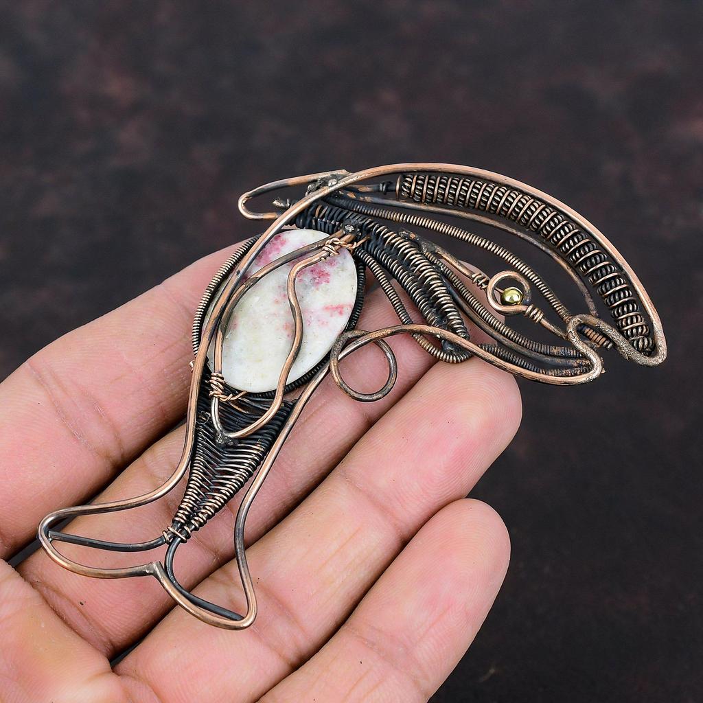 Cinnabarite Pendant Copper Wire Wrapped Jewelry Handmade Pendant Very Pretty Fish Pendant Cinnabarite Jewelry Gemstone Copper Pendant Gift For Mom