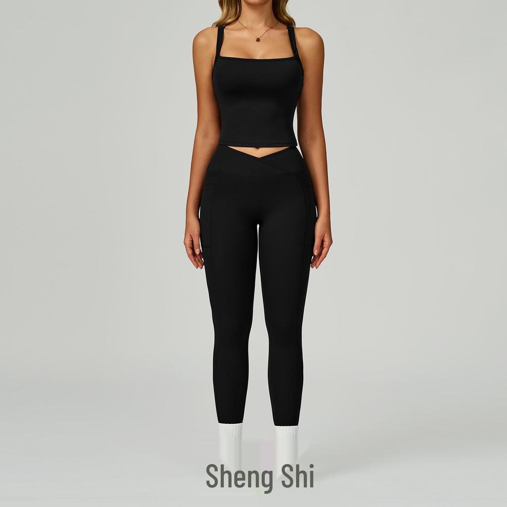 Women's Nude Feeling Yoga Set: High-Waist, Hollow-Back, Tummy Wrap, Tight-Fit for Running and Fitness