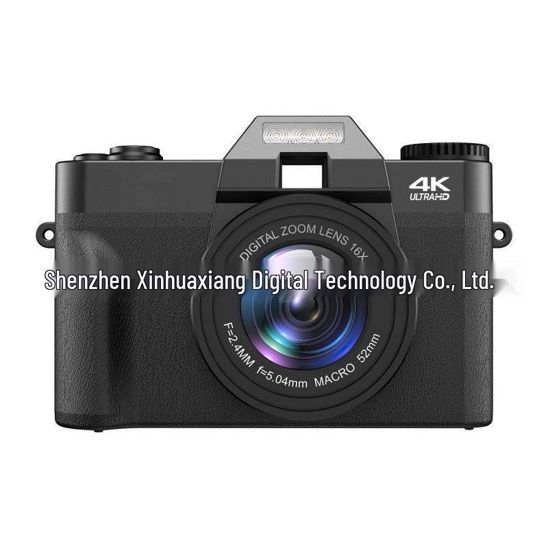 4K HD Mirrorless Retro Camera with Flip Screen, WiFi, 16x Zoom, Image Stabilization, and Beauty Mode.