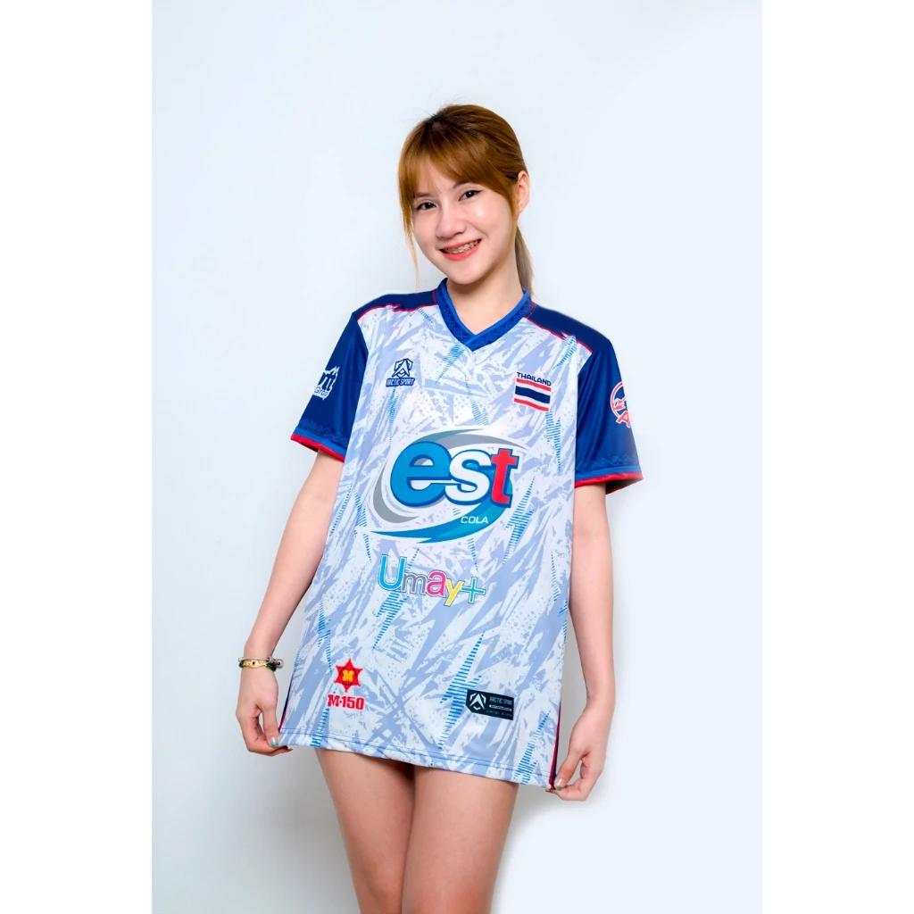 THAILAND National Volleyball Men Training JERSEY CHEER Fan Print Quick Dry V Neck Shirt Short Sleeve Uniform Thailand Logo Unisex Sport Indoor