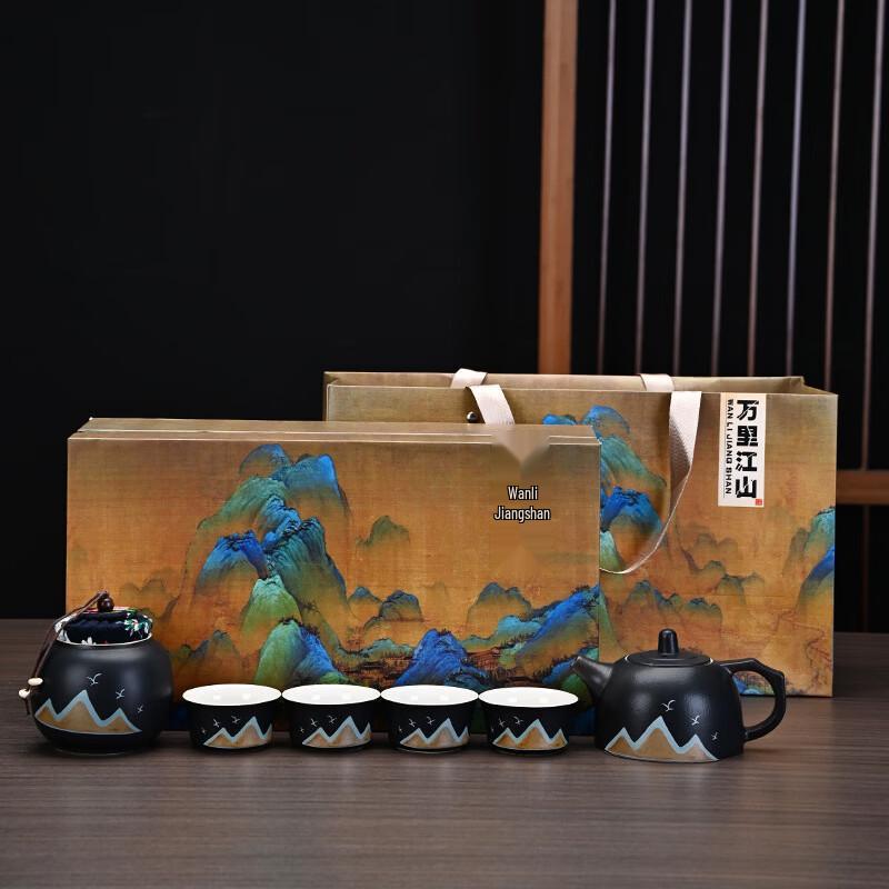 Dehua Ceramic Qianli Jiangshan Tea Set