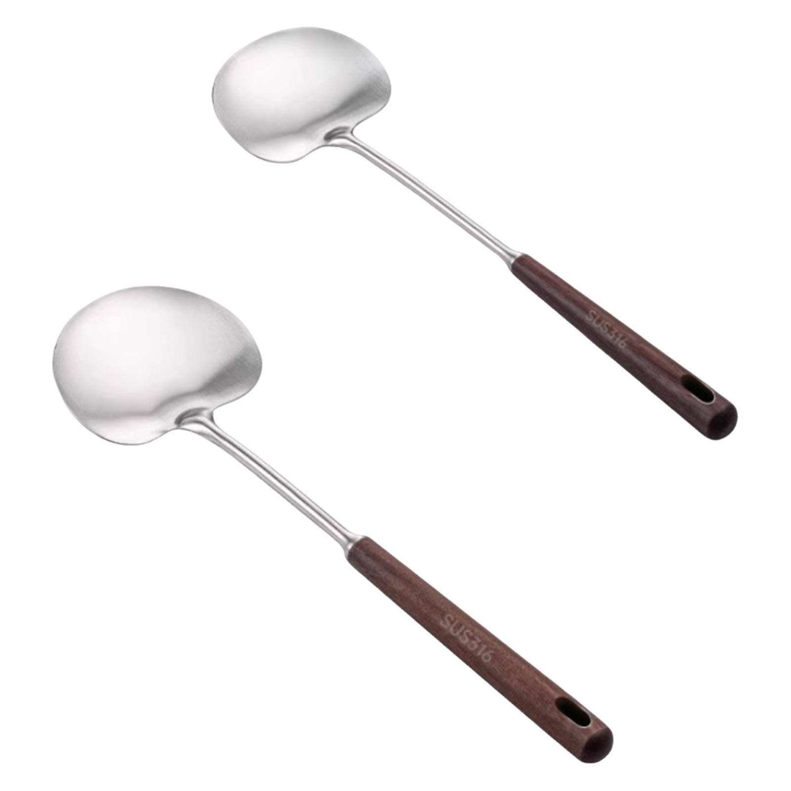 

Stainless Steel Wok Spatula Ergonomic Kitchenware Wood Handle Kitchen Utensil Kitchen Gadget for Serving Frying Kitchen Cooking 31.5cmx8.8cm