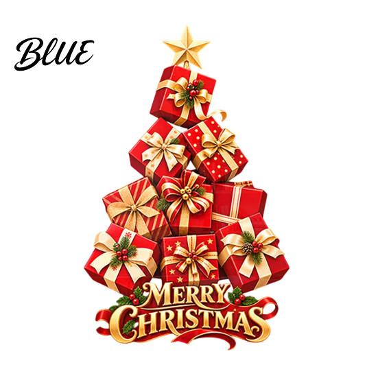 Removable PVC Glass Film Stacked Gift Boxes Christmas Tree Window Cling Creative Static Sticker Seasonal Ornamentation Decal for Holiday Home