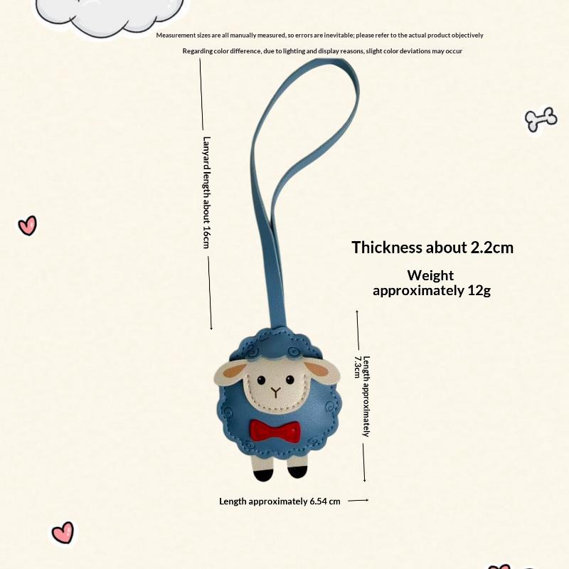 Cute Sheep PU Leather Keychain Cartoon Lamb Decorative Bag Charm Pendant Water Resistant Thanksgiving Gift for Friends