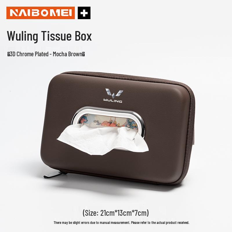 Compatible Tissue Box for Wuling Cars: Hongguang, Rongguang, Kaijie, Xingchen, Xingchi, and Bingo. Easily hangs on armrests.