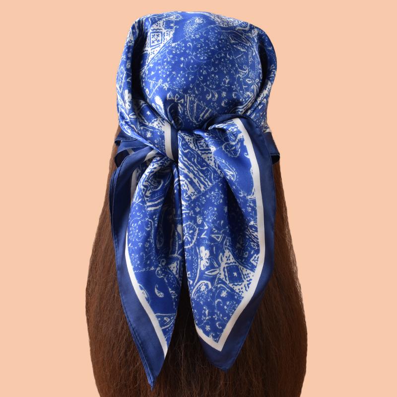1pc Multicolor Paisley Print Silk Satin Square Scarf Women's Hair Accessory Spring New Versatile Belt Bag Decoration Silk
