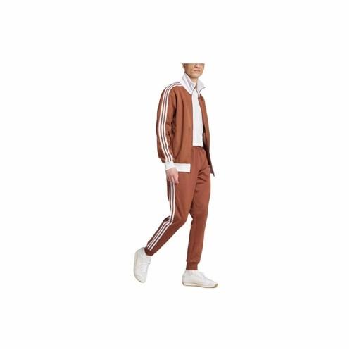 adidas Originals striped long-sleeve retro sports jacket for men, brown