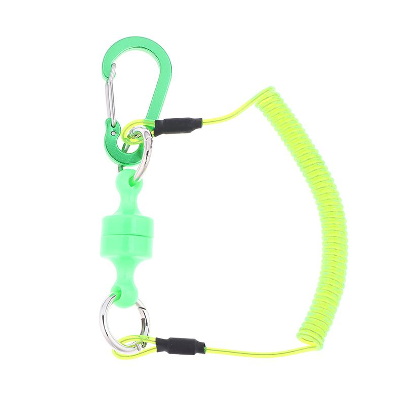 

Magnetic Net Release Holder With Coiled Lanyard Fly Fishing Tools Strong Magnet Carabine Fast Buckle Anti-Drop Rope Accessories зелёный