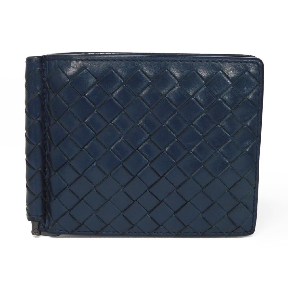 

Used 11897 Money Clip Wallet 390877 V001N 4130 7941 Calfskin Navy RFID Intrecciato Celeste Men s from Japan AUTHENTIC