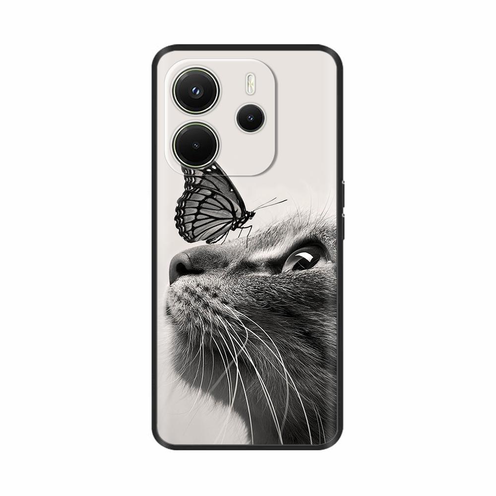 For Xiaomi Redmi Note 14 4G Case Luxury Painted Cover Black Silicone Phone Case For Redmi Note 14 Fundas note14 4G Soft Bumper