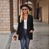 Autumn New Popular Solid Color Pit Strip Brushed Casual Splicing Long-sleeved Cardigan Jacket