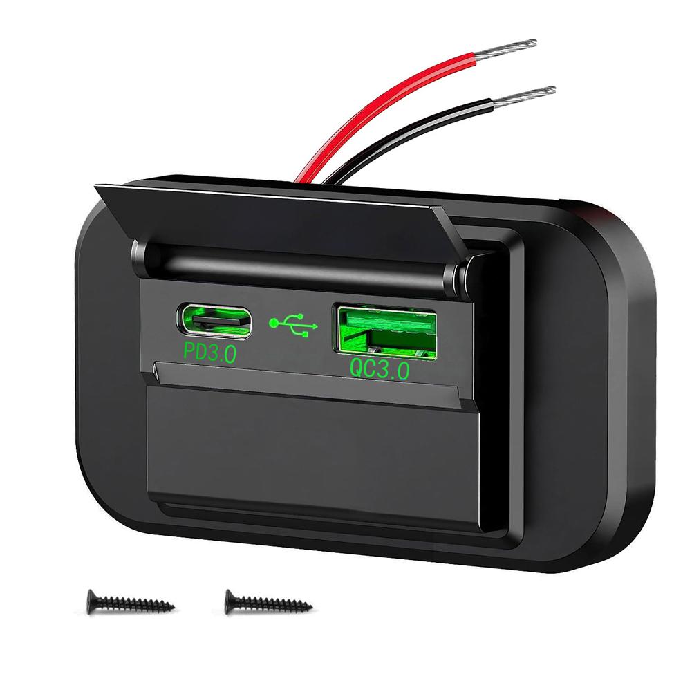 Quick Charge PD Type C Dual USB Ports Car Bus Charger Socket Adapter 12V/24V USB Power Panel With Swith For Marine Motorcycles