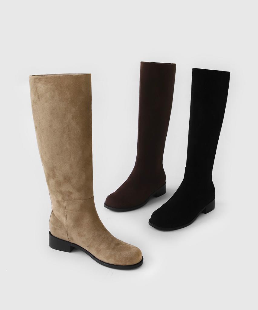 Sappun Jade Round Suede Long Boots (3.5Cm)