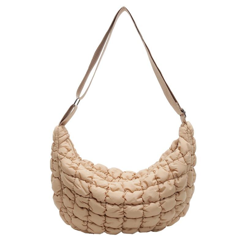 

Сумка подмышку Новая модная плиссированная сумка-облако Мягкая сумка Большой вместимости Повседневная хлопковая сумка Сумка-тоут для поездок на работу хаки