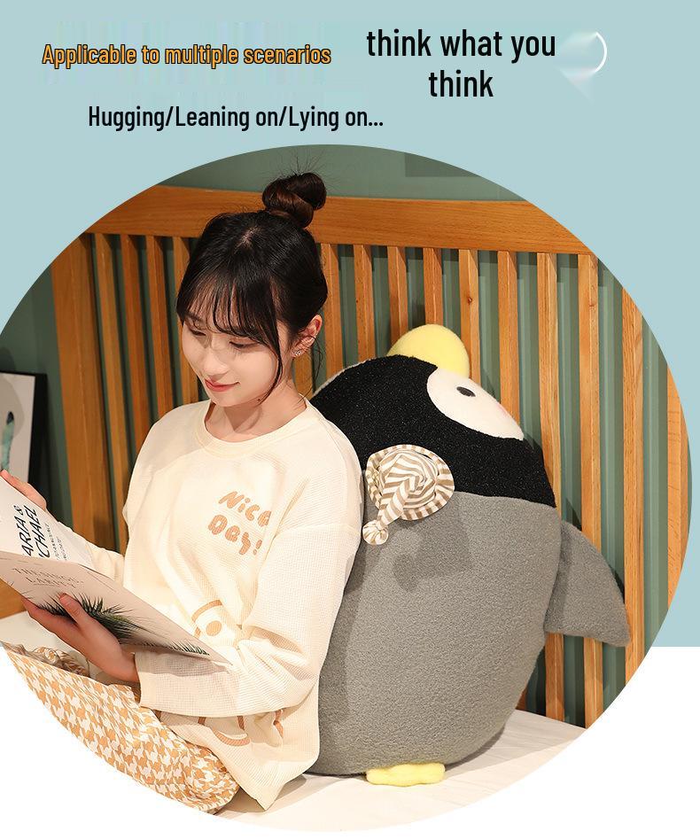 Cute Sleepy Penguin Plush Pillow - Soft Marine Animal Doll for Kids