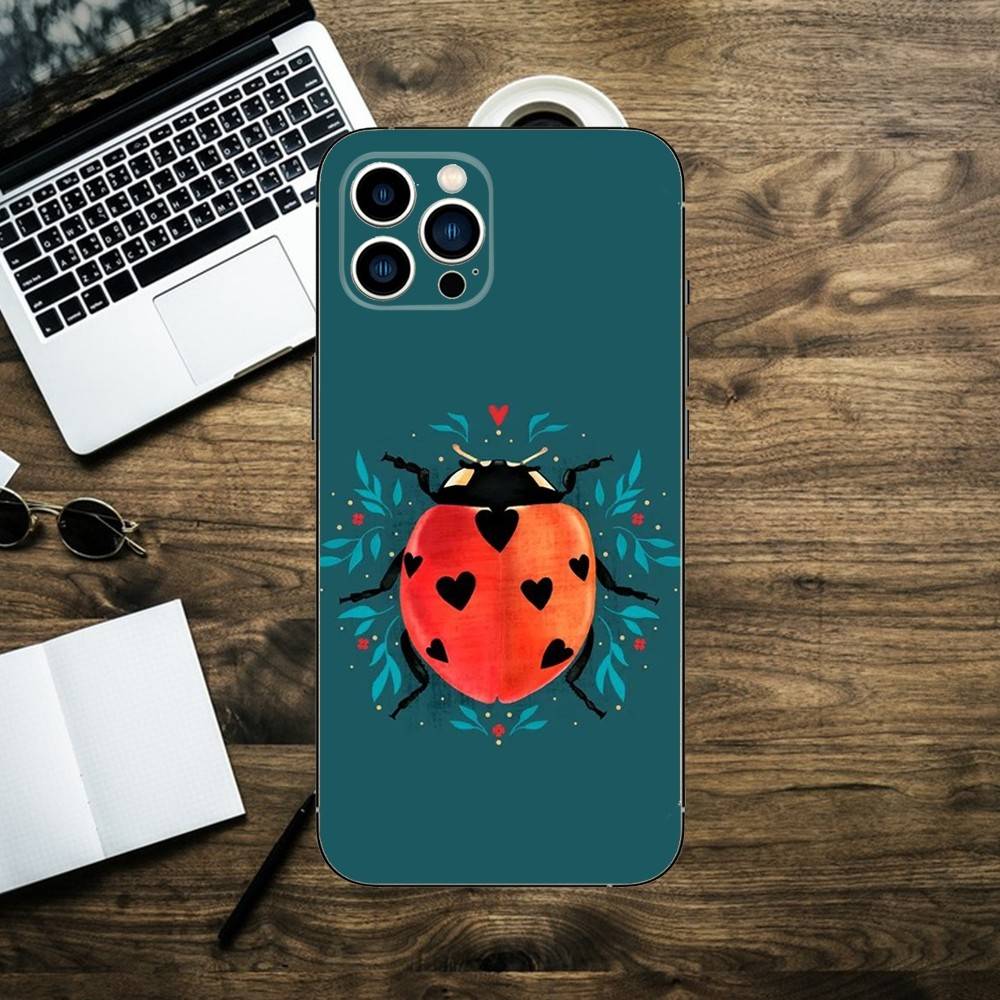 Insect Seven-star ladybug   Phone Case For iPhone 16,15,14,13,12,11,XS,XR,X,8,7,Pro,Max,Plus,mini Silicone Black Cover