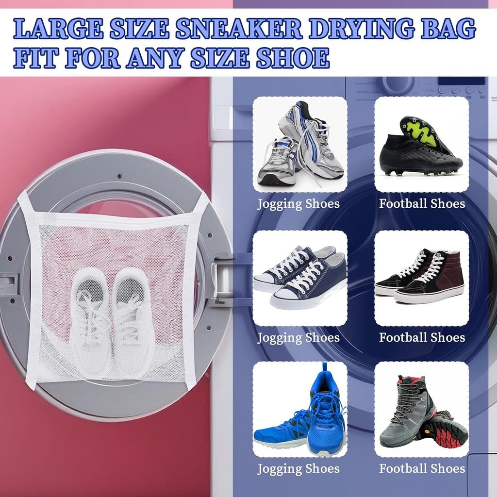 Mesh Laundry Bag with Strap and Zipper - Sneaker Dryer Bag, 16.3 x 15.9 Inch
