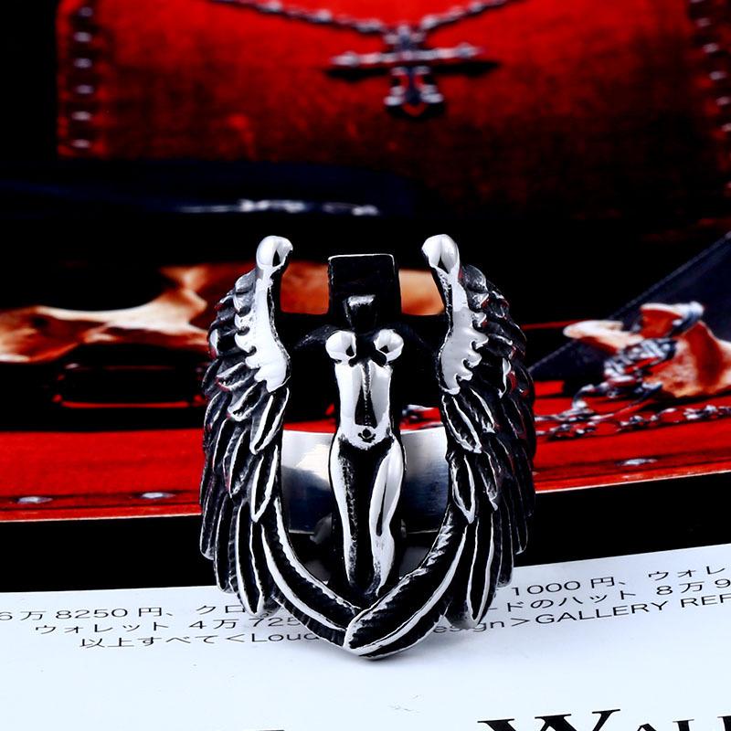 Minimalist Cross Wing Design Titanium Steel Ring Stainless Steel Durable Lightweight Jewelry for Men Women