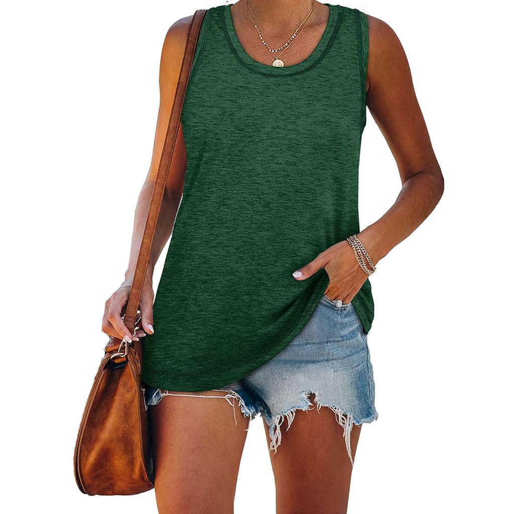 Womens Casual Loose Color SleevelessTops Blouses Vests