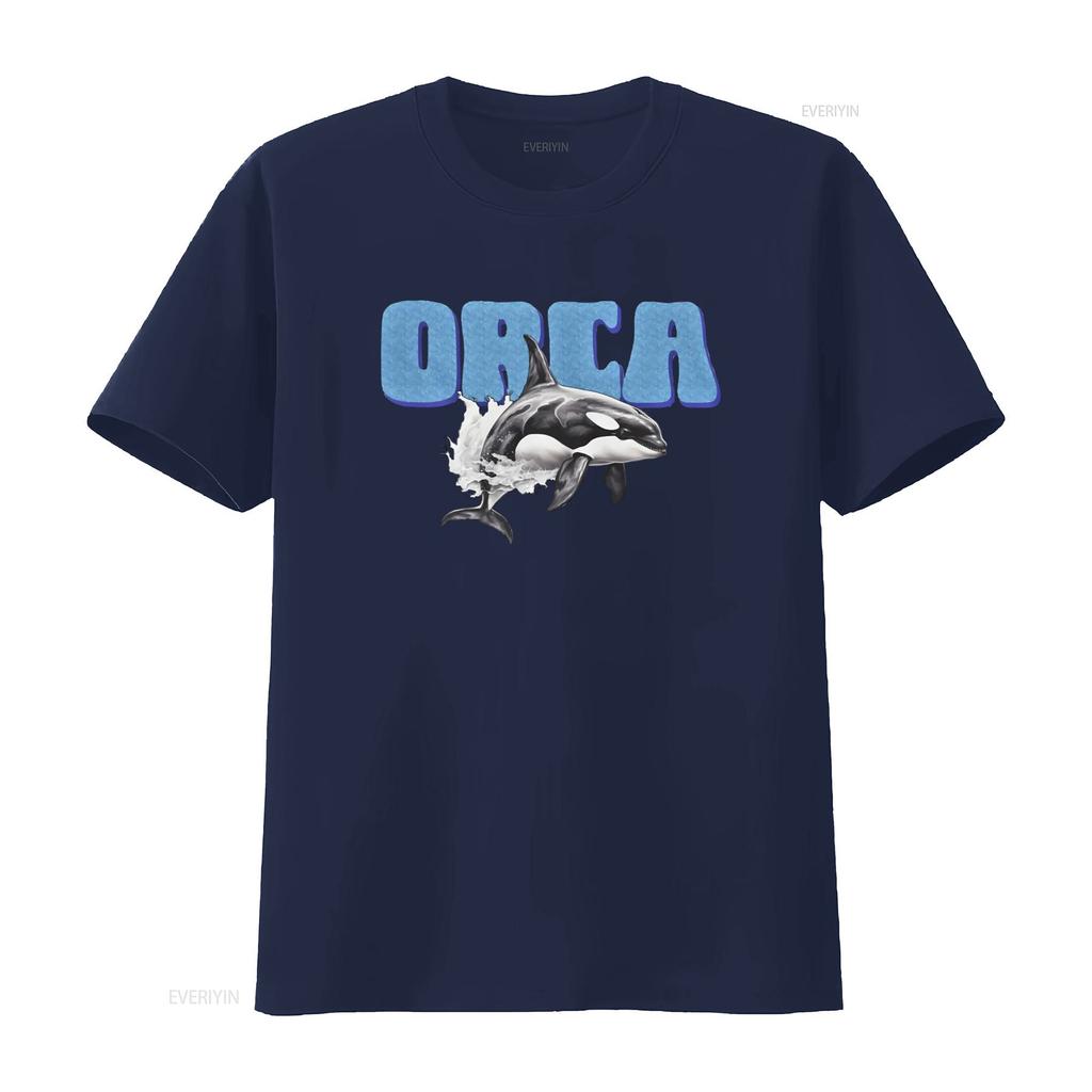 Orca Heavy Cotton T Shirt Killer Whale Design for Sea Lovers Vintage Washed Fashion Casual Versatile Stylish Soft Unisex