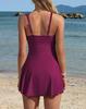 Charmleaks One Shoulder One Piece Swimsuit Women Tummy Control Bathing Suit with Skirt Tie Knot Cute Scalloped Swimdress