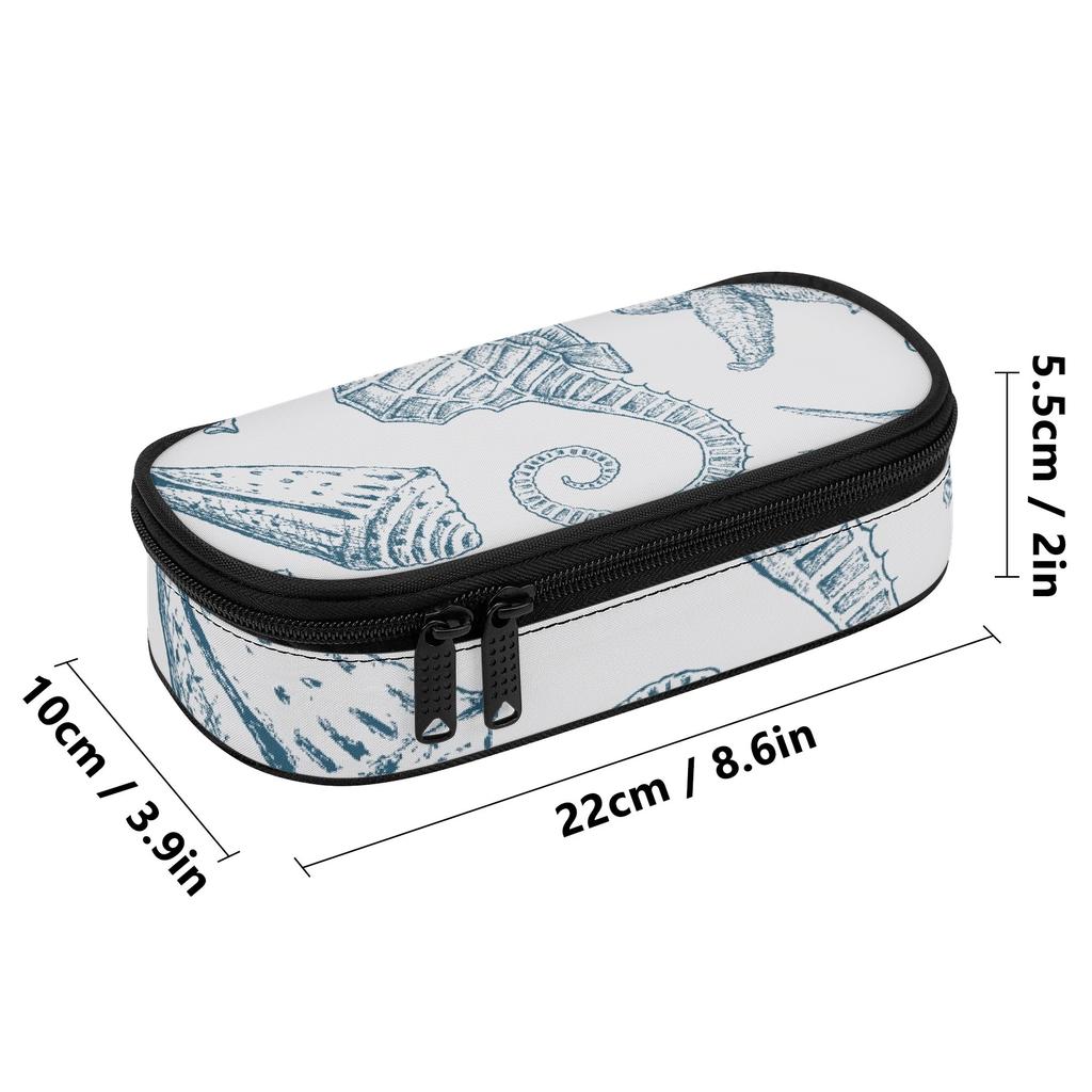 Pencil Pouch 300D Polyester Spacious Storage Smooth Zipper with Main Pocket Mesh Layer and Removable Pen Divider for Students