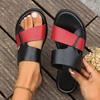 Fashion Women's Flat Non-Slip PU Waterproof Shoes 2024 Summer New Outdoor Casual Color Block Open Toe Beach Skirt Women's Slippers