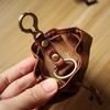 Black Brown PU Leather Unisex Mini Coin Purse, Portable Key Pouch Slim Pocket Change Storage Wallet