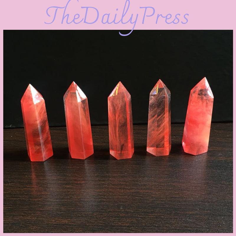 Rare Stunning Red Quartz Crystal Single Terminated Wand For Unique Healing Decor