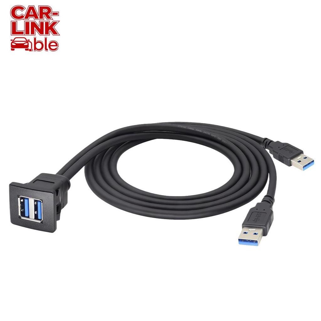 Waterproof Dual-Port USB3.0/2.0 Square Buckle for Car/Yacht/Motorcycle Dashboard