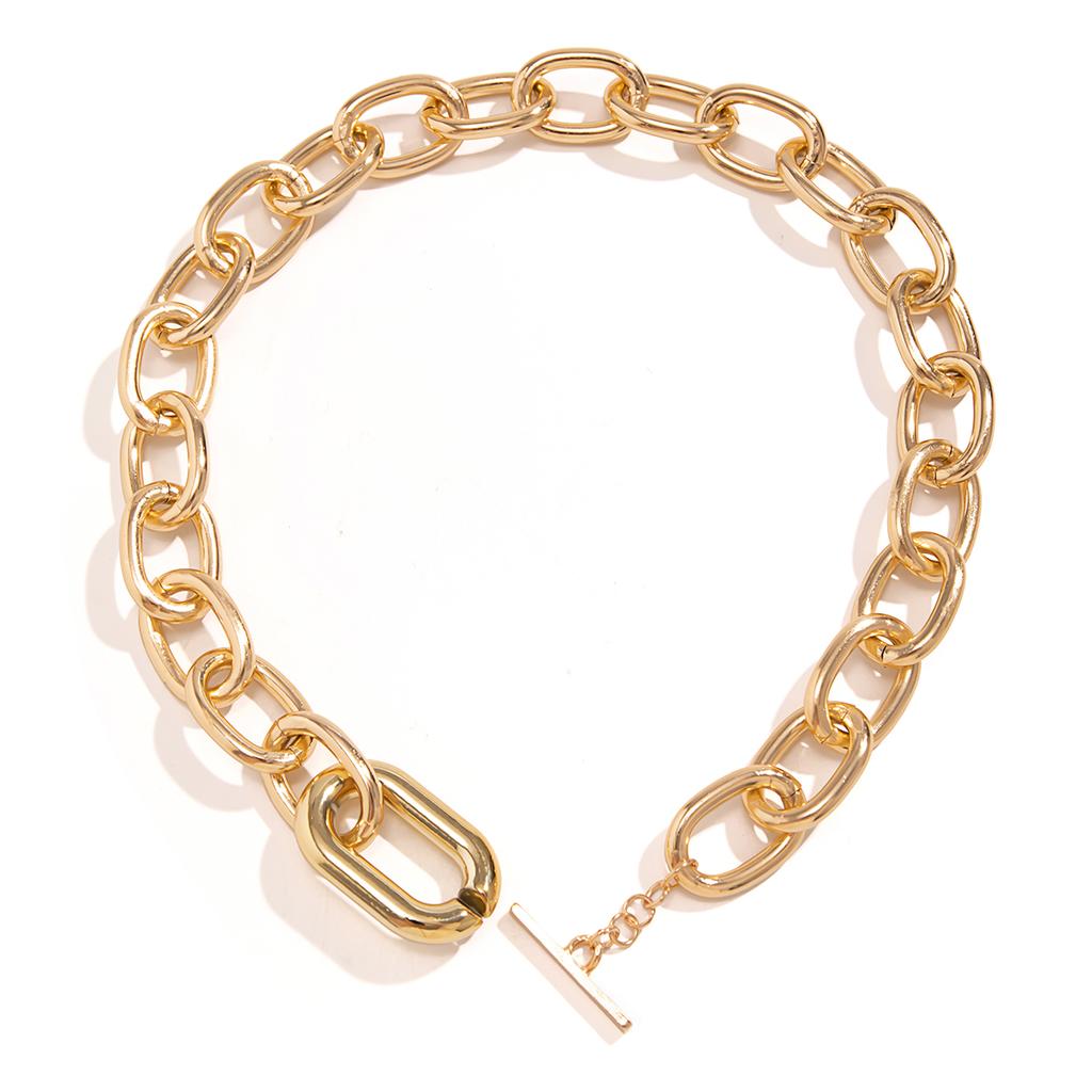 IngeSight.Z Vintage Thick Aluminum Link Chain Choker Necklace for Women Punk Gold Color Short Necklace Party Jewelry Gift