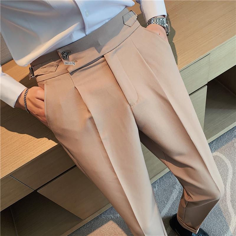 

Men s High Waist Draping Casual Dress Pants Naples Style 31 чорний