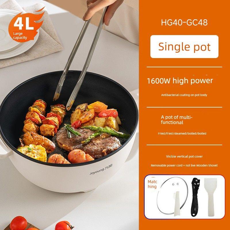 

Jiuyang Electric Frying Pan Hot Pot Electric Heat Pan Multi-Functional Household Wok Steaming Boiling Frying Fried One-Piece Non-Stick Cooking Machine Milk White 1600W [single pot] 4L(Handle)