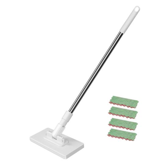 Mini Mop with 4 Reusable Clothes Flexible Easy Assembly Pet Hair Remover Mop Bathroom Corner Mop Wet/Dry Cleaning Tool