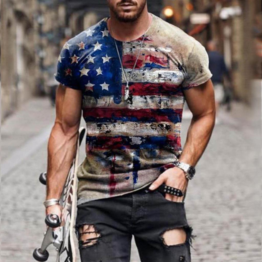 Trička Košile pro muže, Pánské Tričko American Flag Vlastenecké tričko Krátký rukáv Vzhled Cvičební trička