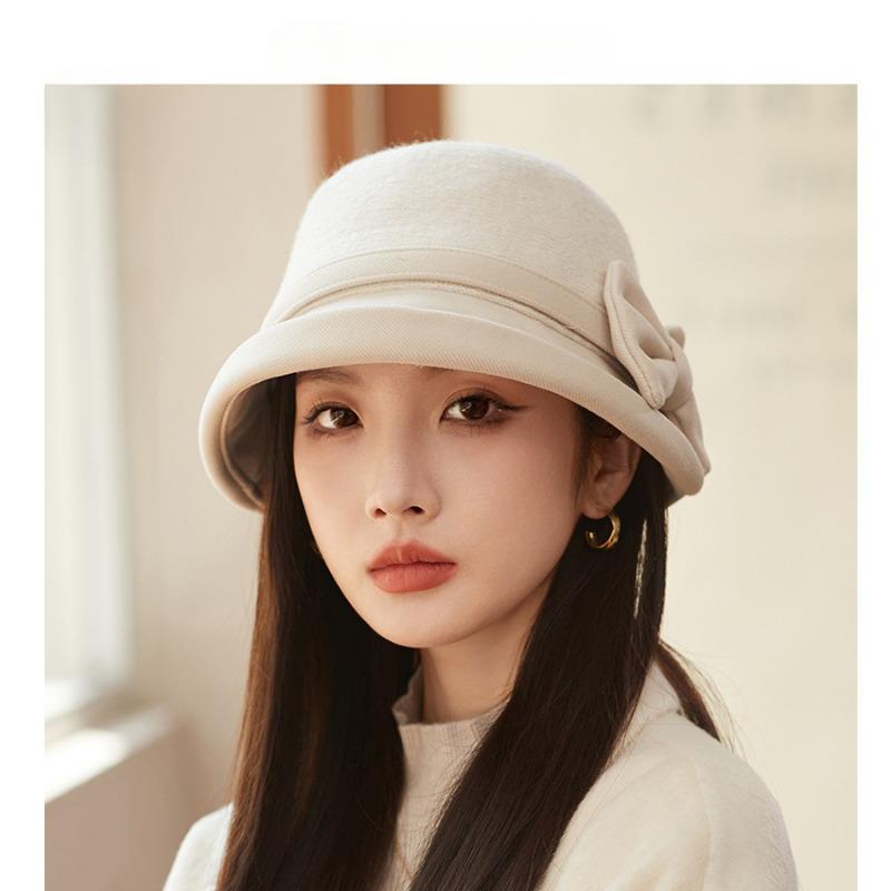 Schleifenknoten Damen Fischerhut für Winterwärme Einfarbiger Beckenhut