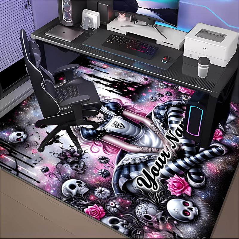 1PC Custom Name Gothic Alice In Wonderland Theme Floor Mat Ideal for Living Room, Game Rooms, Office, Bedroom,Floor Mat Playful Design