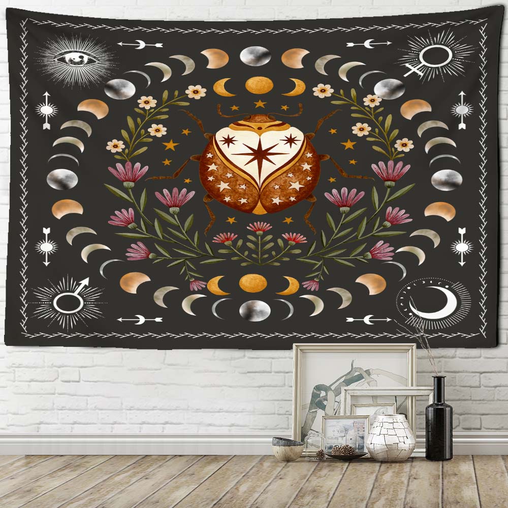 Plant Moon Phases Tapestry Ornament Wall Hanging Yoga Mat Bed Cover Beach Mat Gift Bedroom Room Aesthetic Decoration Home Decor