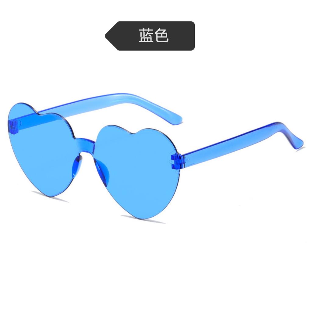 Peach Heart Sunglasses Love Glasses Trend Frameless One-Piece Marine Film Dazzling Color Sunglasses
