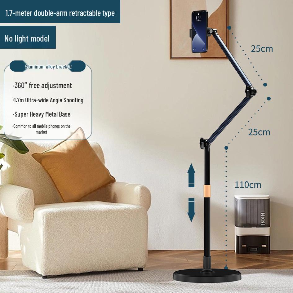 

L11 Adjustable Floor-Standing Mobile Phone Holder with Fill Light for Live Streaming and Overhead Shots