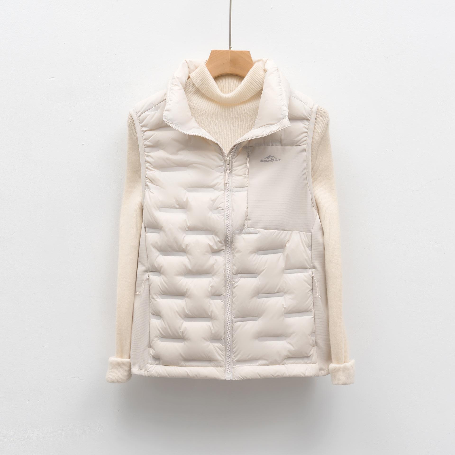 

Fleece outdoor light down vest women s autumn and winter short stand-up collar warm top jacket XXXL