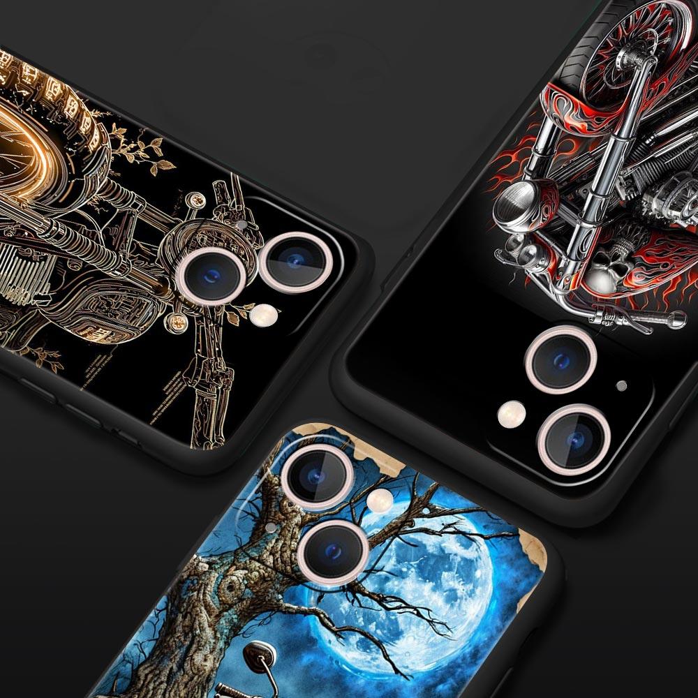 Colors Vintage Motorcycle Painted Phone Case Cover for iPhone 17 16 15 14 13 12 Pro Max 11 Pro Max 17 AIR Plus Soft TPU Shell